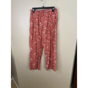 Old Navy Womens Pink Floral-Print Elastic Waist Wide-Leg Pants M Lightweight